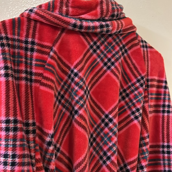 NWOT Victoria's Secret Fleece Plaid Kimono Robe Tie-Waist Pocket Red Pink SZ XXL - Picture 6 of 8